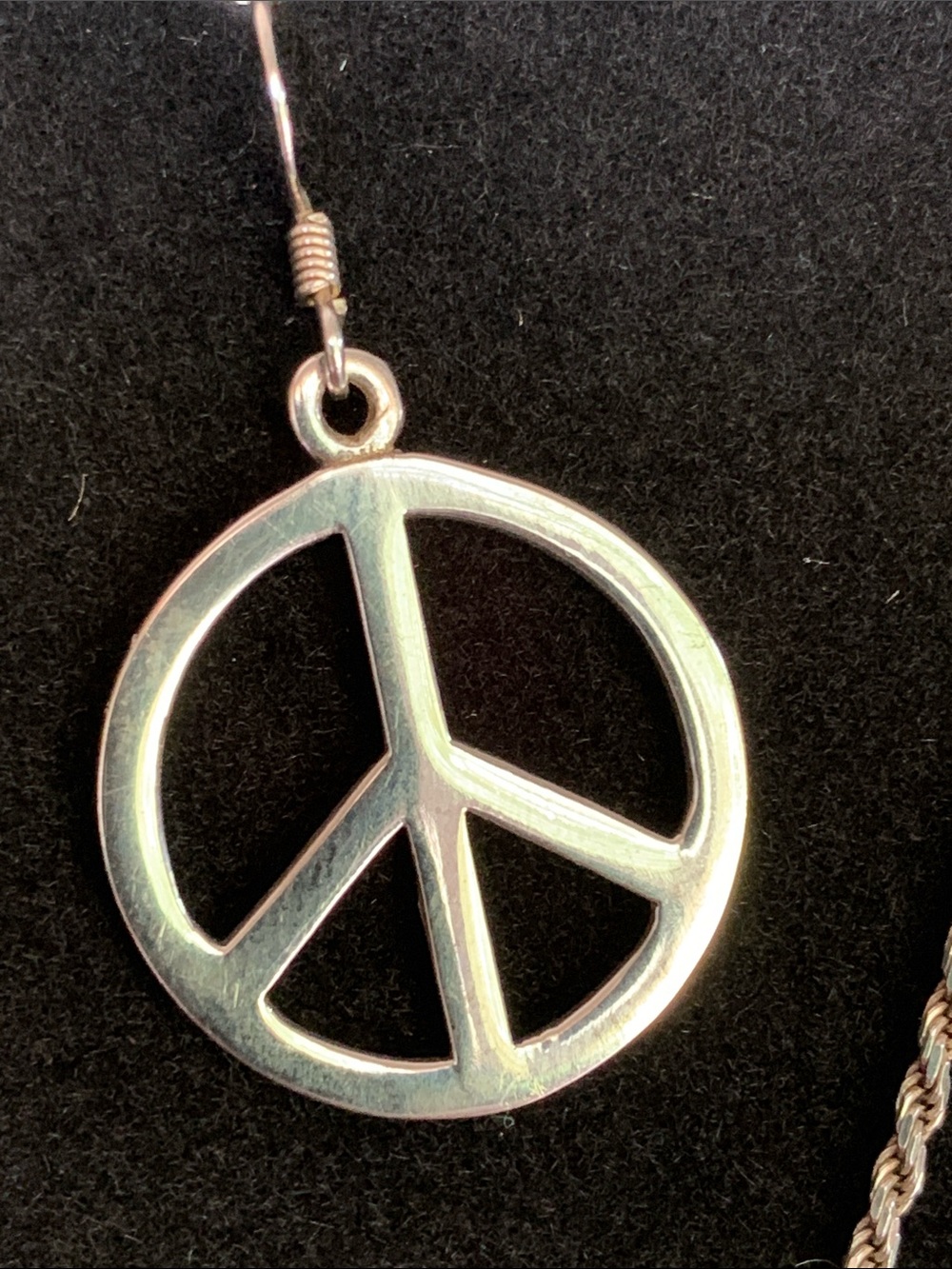 Silver Peace Sign 925 Necklace and Earring Set - Women Jewelry - Picture 5 of 5